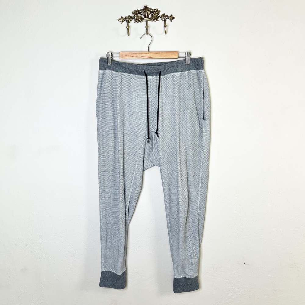 Theory Joggers Morris Heather Waffle Mens Size M Gray Knit Drawstring Pant